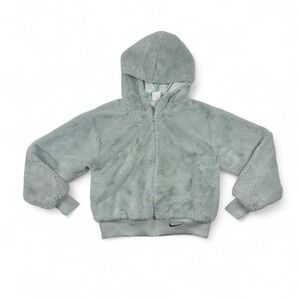 Nike green/blue sherpa zip up hoodie